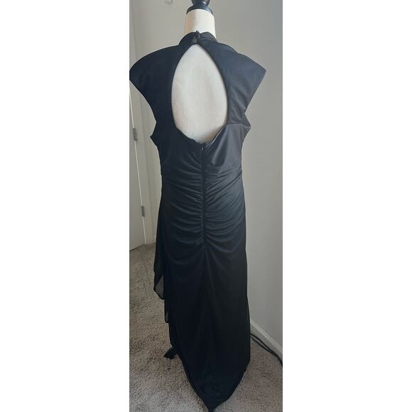R&M Richards Woman Maxi Black Glitter Formal Draped Formal Cutout Back Dress 16W - Picture 5 of 11